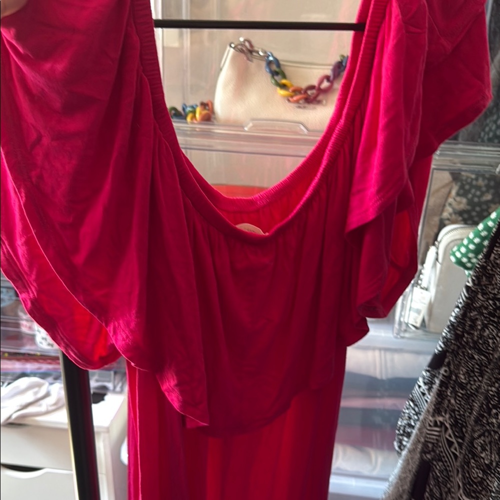 Pink Flutter Sleeve Midi Sundress